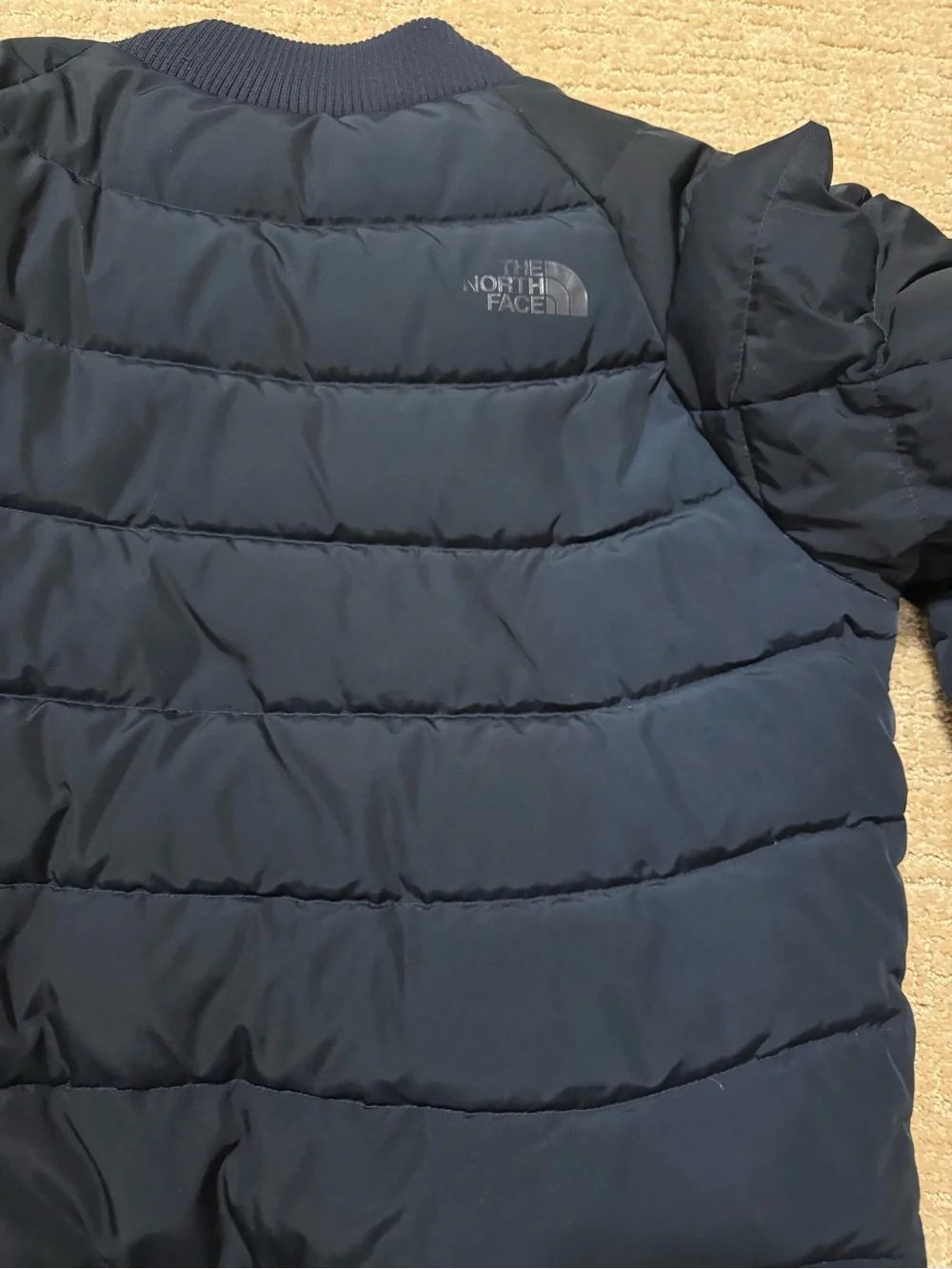 The North Face Navy Quilted Puffer Bomber Jacket